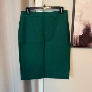 J. Crew Dark Green Wool Pencil Skirt